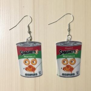 NEW Womens Spaghettios And Meatballs Cans Dangle Earrings Funny Novelty Jewelry